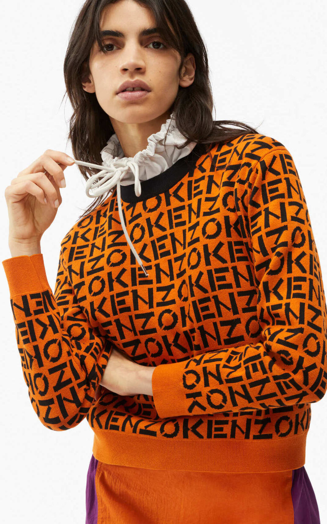 Pull Kenzo Femme Sport monogram Orange Foncé FDMSO-5930